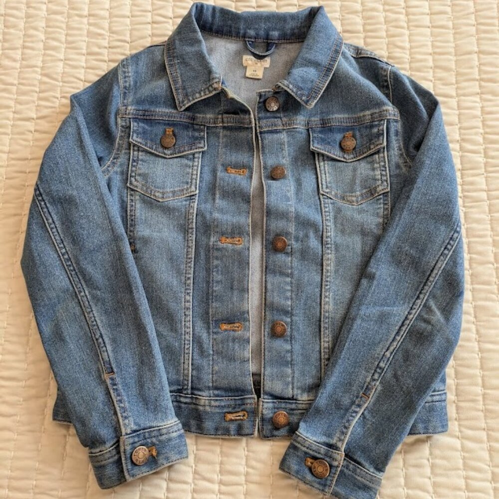 Crewcuts J.Crew Girls Stretch Classic Denim Button Up Long Sleeve Jacket Size 10